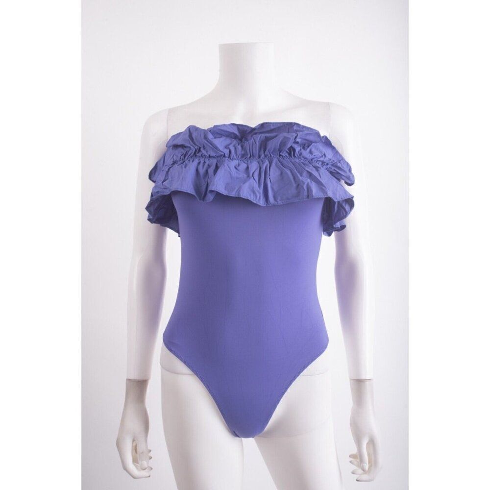 Zara Womens Swim Bathing Suit One Piece Ruffle Purple XS X-Small 2856/046 NWOT